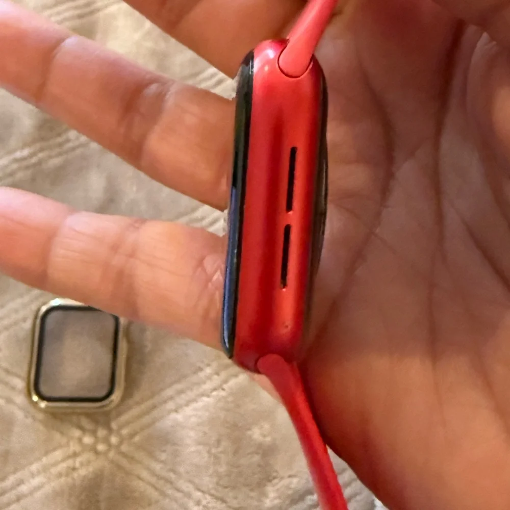 Apple Smartwatch Red Aliminun Case Red with Red Sport Band 44mm free case